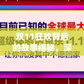 雙11狂歡背后的故事揭秘,深度報道,探尋購物盛宴的真相