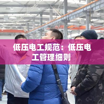 低壓電工規范:低壓電工管理細則