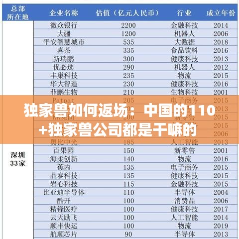獨(dú)家獸如何返場(chǎng):中國(guó)的110+獨(dú)家獸公司都是干嘛的
