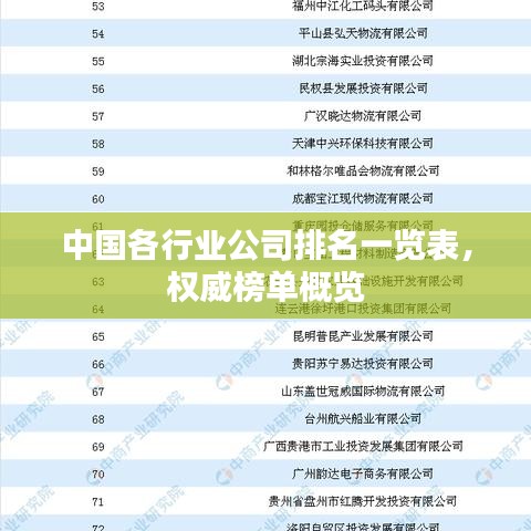 中國各行業公司排名一覽表,權威榜單概覽