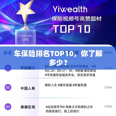 車保險排名TOP10,你了解多少?