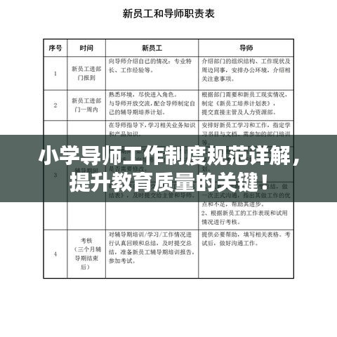 小學導師工作制度規范詳解，提升教育質量的關鍵！