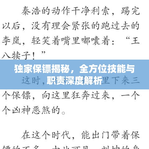 獨家保鏢揭秘,全方位技能與職責(zé)深度解析